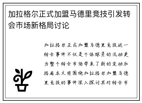 加拉格尔正式加盟马德里竞技引发转会市场新格局讨论 加拉格尔正式加盟马德里竞技引发转会市场新格局讨论